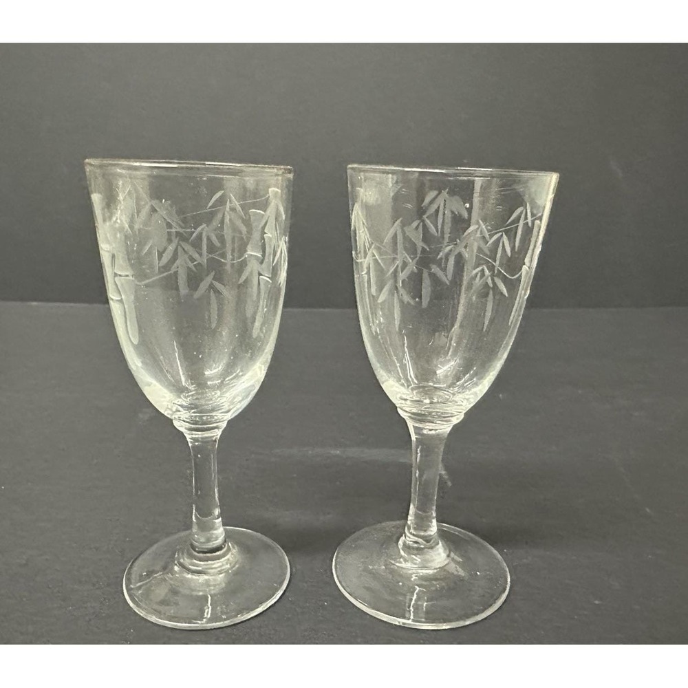 Noritake Bamboo Cordial Glasses 3 5/8" Tiki Bar MCM Japan Vtg 50s Liqueur Shot - Picture 5 of 7